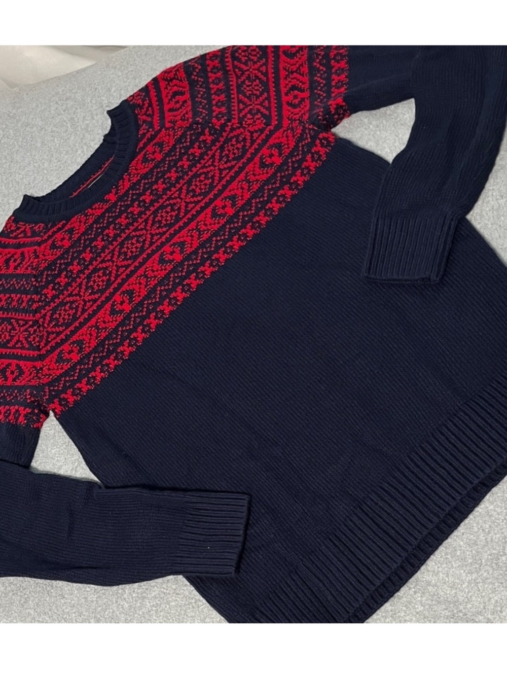 Abercrombie & Fitch Crewneck Sweater Mens Medium Merino Wool Blend Fair-isle